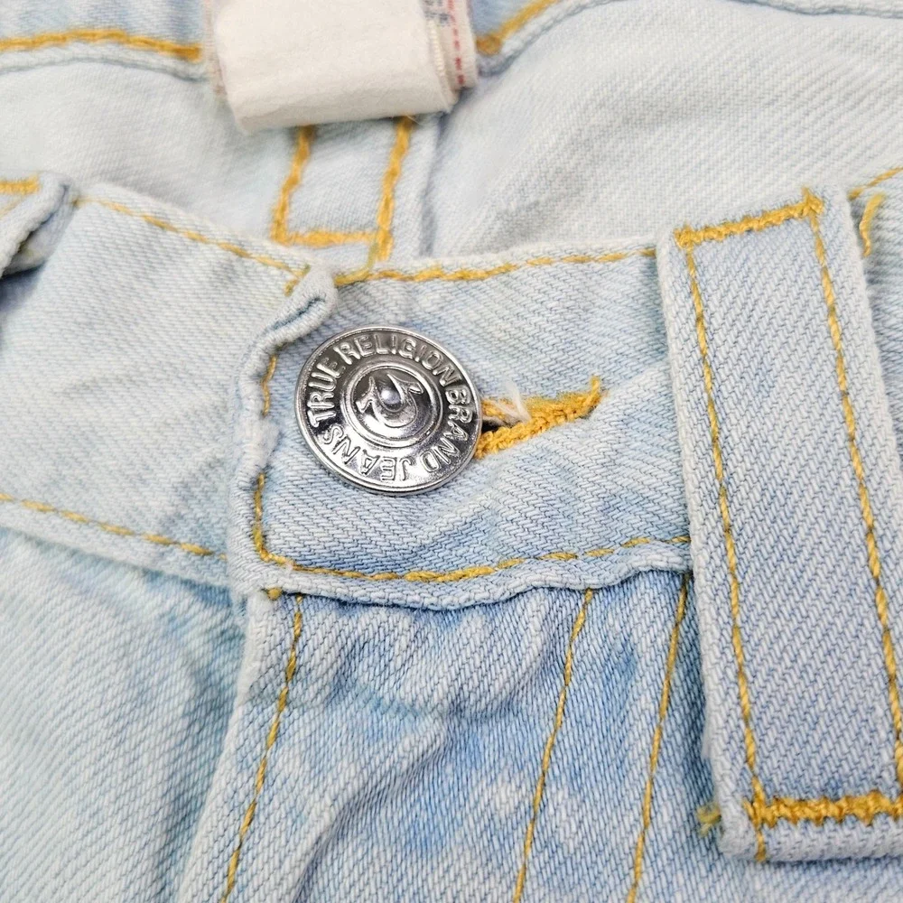 True Religion Ricky Super T Jeans Mens 24 Light Wash Blue Distressed Straight